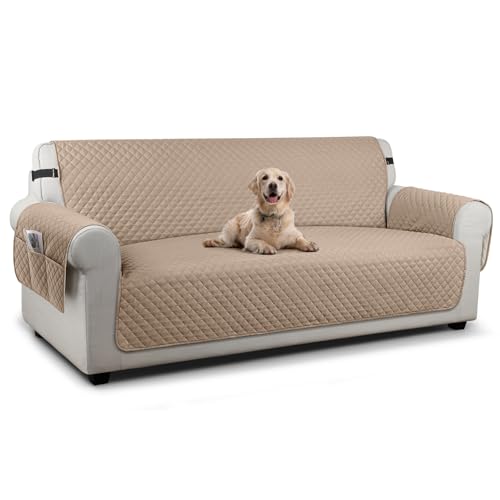 Image of TAOCOCO Sofa Protectors 3 Seater,Slipcover for Sofa,Sofa Cover for Pets,Sofa Slipcovers for Kids with Elastic Strap,Washable Sofa Cover Protect for Pets(Brown)