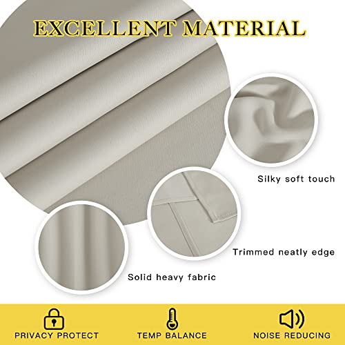 NICETOWN Blackout Kitchen Curtains 45 inch Length - Grommet Thermal Insulated Solid Vertical Drapes Room Darkening Sound Reducing for Bedroom, Natural, 1 Panel, W52 x L45