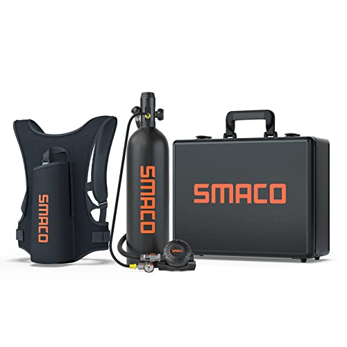 Mini Scuba Tank 1.9L Capacity Diving Oxygen Tank Support 25-30 Minutes Underwater Breath Small Scuba Tank Kit With Portable Box Scuba Cylinder For Underwater Entertainment/Diving Operation(A-Black) #TOP11