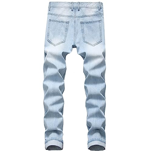 Men's Slim Fit Jeans Fashion Stacked Straight Leg Comfort Flex Waist Fall Workout Cowboy Cargo Denim Pants for Men2