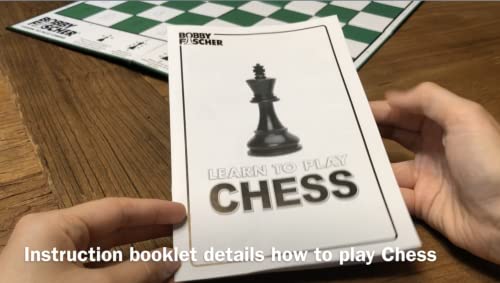 Bobby Fischer® Learn To Play Chess Set Board Game, Easy To Understand - How To Play Chess Book, 34 Plastic Staunton Chess Pieces, Folding Illustrated Chess Board, Family Games For Kids And Adults #TOP7