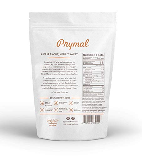 PRYMAL Coffee Creamer - Non Dairy, Keto, Sugar Free - Butter Pecan - 100% Natural, Non Refrigerated Powder with MCT - 11.3oz Bag - Thumbnail 5