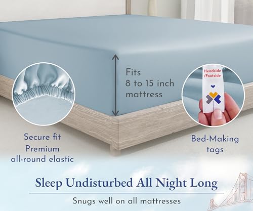 image for California Design Den Twin Fitted Sheet Only, Soft 400 Thread Count 10