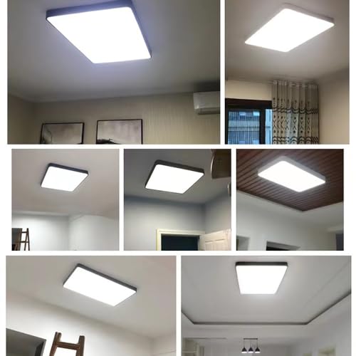 Plafonnier LED carré dimmable 64W noir grand format 61 cm - 4