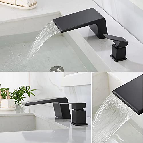 Robinet de baignoire cascade 3 trous avec douchette à main chromée