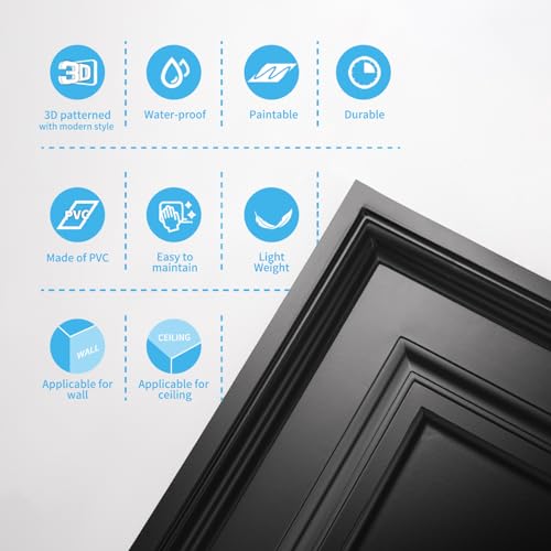 Image of Art3d 3D Decorative Drop Ceiling Tiles, 24 x 48 in, 12-Pack, Smooth Black