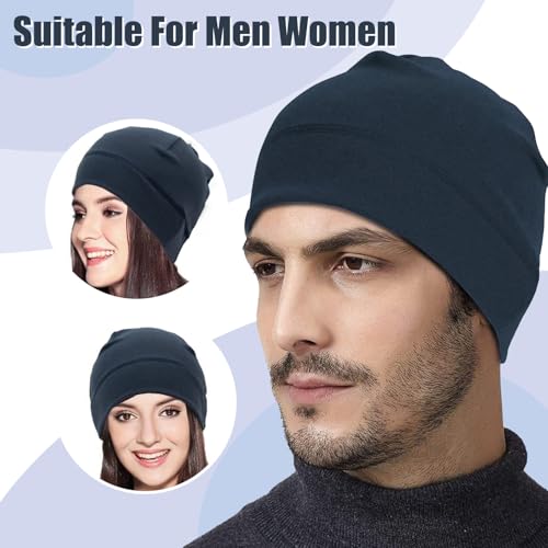 Zouwel 3 Stück Fahrradmütze Unter Helm, Winddichte Fahrradmütze, Polyester Laufmütze für Herren Damen, Winter Warme Dünne Mütze (DE/NL/SE/PL, Alphanumerisch, M, Schwarz Grau Marineblau)