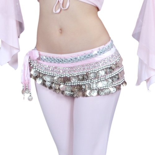 Bellylady Multi-Row Silver Coin Belly Dance Hip Scarf, Belly Dance Outfit #TOP2