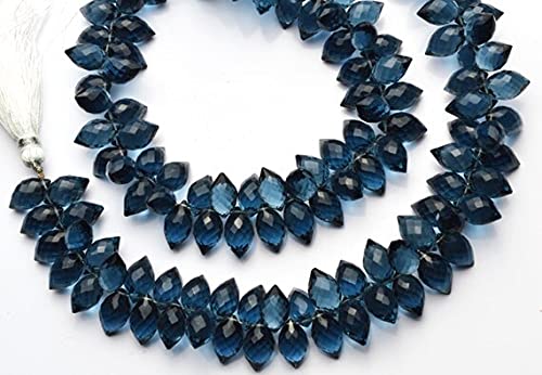 Quartz hydro bleu de Londres en forme de goutte d'eau facettée pour création joaillière haut de gamme