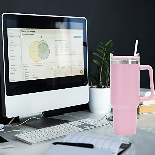 Simply Modern 40 Oz Tumbler Simple Stainless Steel Water Bottle Cup with Handle and Straw Vacuum Insulated for Hot Iced Coffee Tea Beverage Travel Mug Container (Pink) by Qyuanzh - Image 7