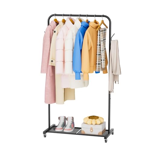 SINGAYE Clothes Rack Garment Coat ：Drying Clothing Racks Metal Freestanding for Hanging Clothes Portable Closet for Laundry Bedroom Black