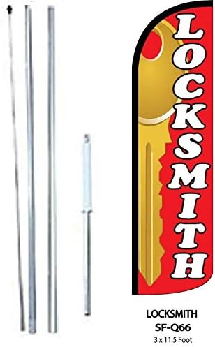 LOCKSMITH King Flag Sign With Complete Hybrid Pole set