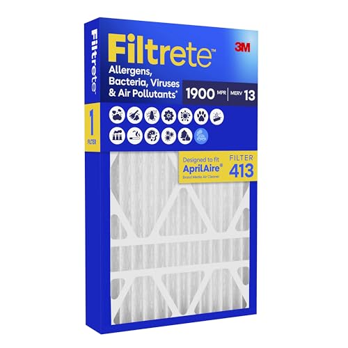 Image of Filtrete 413 Air Filter Replacement, MERV 13, MPR 1900, 1 HVAC Filter | Allergens, Bacteria & Virus, Designed To Fit Systems Using AprilAire 413 Replacement Filters, 12-Month AC /Furnace Filter