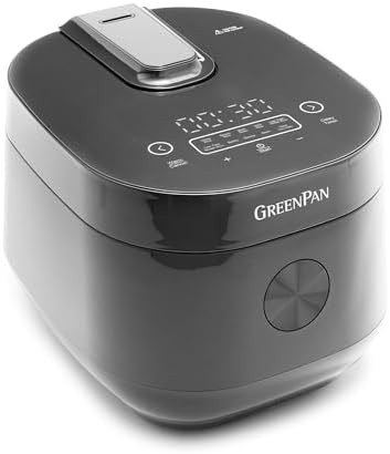 GreenPan Carb Reducing Electric Rice Cooker, 4 Cups Uncooked/8 Cooked Rice, 10 Presets, LED Display, Healthier Meals, Delay Timer, Bowl