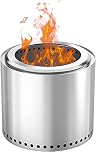 Onlyfire Smokeless Fire Pit, Portable Outdoor Wood Burning Fireplaces with Removable Ash Pan and Carrying Bag for Backyard,Patio, Camping and Beach, Stainless Steel, 38 x 34 cm, 5.8 kg