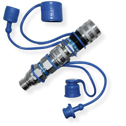 Image of 1 /2 inch Flat Face to Ag Style Hydraulic Quick Coupler Adapter Set | Convert Tractor Hydraulics to Bobcat Coupling | Heavy-Duty | 5076 PSI | Zinc Plated | ISO 16028 to ISO 5675 | W /Dust Caps | Model TL36