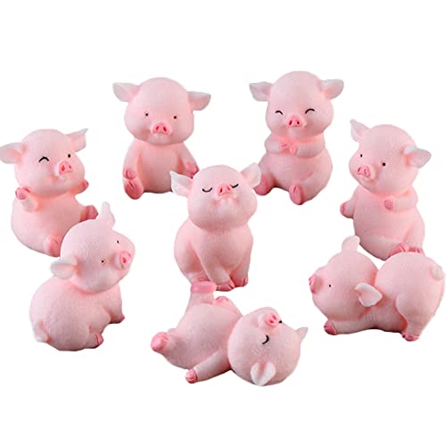 Maomia Miniature Pig Figurines 8 Pcs, Cute Pink Piggy Toy Figures Cake Toppers For Fairy Garden Decor Christmas Desk Decoration #TOP15