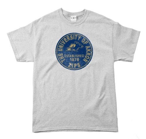 Akron Zips 100-Percent Pre-Shrunk Vintage Circle College Short Sleeve Tee, Medium, Sport Grey