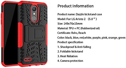 Yiakeng LG Zone 4 Case,LG Aristo 2/3, LG Phoenix 4, LG Tribute Empire/Dynasty SP200,LG Fortune 2,LG Risio 3,LG K8 (2018) Case, Wallet Hard Protective Flip Phone Cases with A Kickstand (Red)
