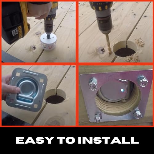 image for Pit Posse 11005K-4 Cargo Trailer Recessed Pan D Ring Floor Rope Anchor