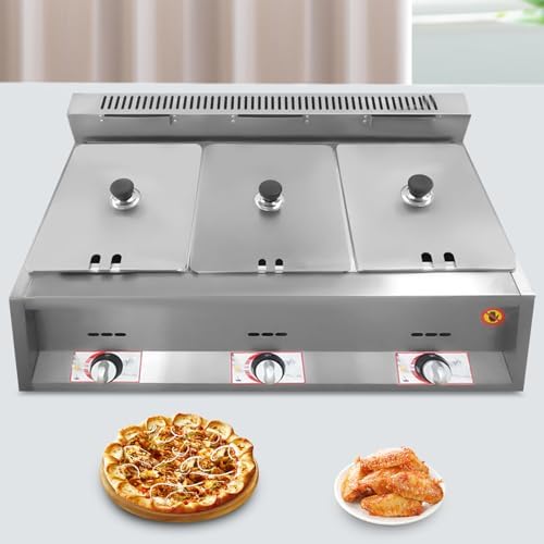 Mesa de comedor comercial multifuncional aislada de acero inoxidable con freidora de propano y sistema de aislamiento de vapor; temperatura ajustable, con tapa; adecuada para banquetes y servicios de