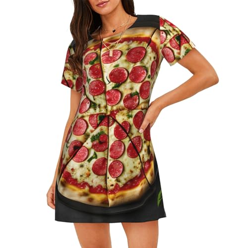 Chemise de nuit pizza à manches courtes imprimée et ultra douce