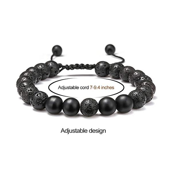 Lava-Rock-Bracelet-8mm-Stone-Tiger-Eye-Bracelet-Lava-Rock-Bracelet-Stress-Relief-Yoga-Beads-Adjustable-Bracelet-Anxiety-Aromatherapy-Essential-Oil-Diffuser-Healing-Lava-Bracelet-for-Men-Women M MOOHAM Lava Rock Bracelets for Men - Tiger Eye Mens Bracelet Mens Gifts Black Matte Agate Bracelet for Men Adjustable Beaded Bracelets for Men Gifts for Men Valentines Day Gifts for Him