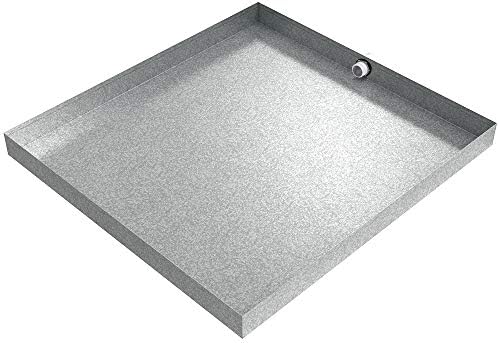 32" x 30" x 2.5" Galvanized Washing Machine Drain Pan with PVC Drain Fitting| Water Damage Prevention | No Leak | Made In The USA | Welded Water Tight