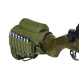 HOUSON Jagdwaffe Hinterschaft Wangenauflage, Taktische Schrotflinte Buttstock mit Gewehr Munitionshalter Gun Bullet Holder für 5,56 mm Bullet .22 / .223.204 Grün