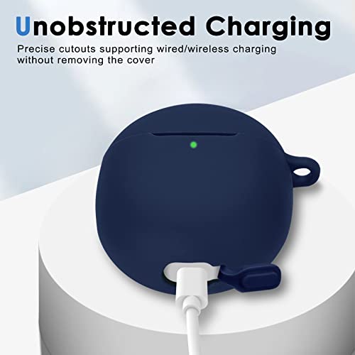 LDSXAY Compatible with Google Pixel Buds Pro Case, Soft Silicone Shockproof Protective Case Skin with Carabiner for Pixel 2022/2024 (Blue)