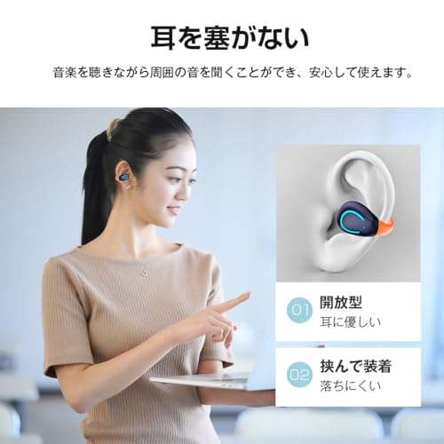 イヤホン bluetooth ワイヤレス 【2024年新時流 骨伝導の革新 イヤーカフ イヤホン】 80時間待受可能 Bluetooth5.3 耳挟み型 オープンイヤー 耳を塞がない 音漏れ抑制 ハンズフリー通話 自動ペアリング 5g超軽量 圧迫感ゼロ フィット感 数字LEDディスプレイ 瞬時接続 誤操作防止 (ホワイト)