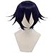 Cfalaicos 14.9'' Short Black Purple Cosplay Wig with Free Wig Cap (Need Style by Yourself)