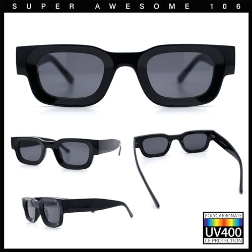 Small Thick Beveled Horn Rim Rectangle Plastic Mod Fashion Sunglasses2