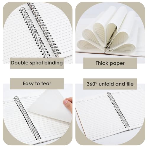 Carnet à spirale A5 ligné 100 pages avec couverture kraft rigide - 4