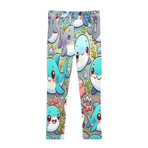 Bolaz Toddler Girls Leggings Printed Yoga Pants Leggings Blue Grey Whale for Kids2