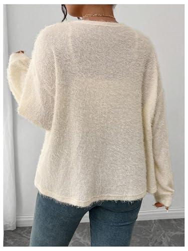 Women's Plus Size Bow Tie Front Cardigan Deep V Neck Long Sleeve Fuzzy Sweater2