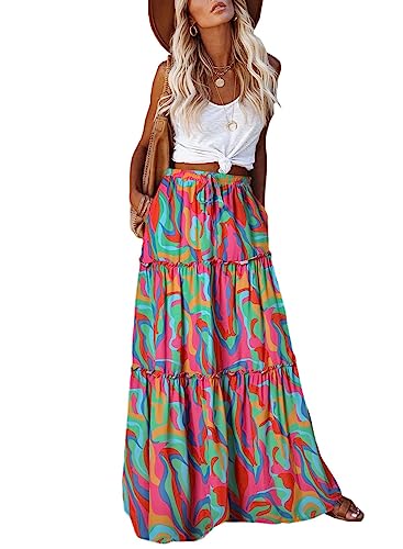 EARKOHA Womens Casual High Waist Tie Paisley Print Long Maxi...