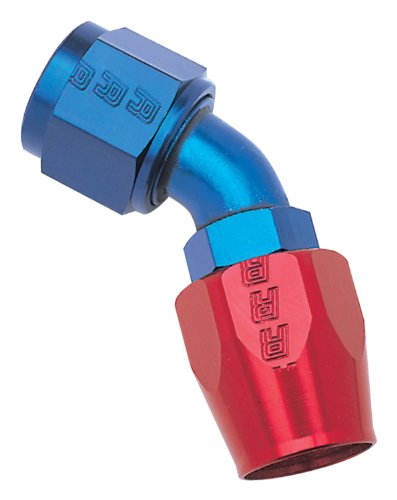 Image of Edelbrock /Russell 610080 Red /Blue Anodized Aluminum -4AN 45-Degree Hose End
