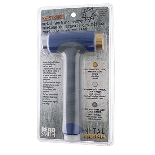 The Beadsmith EZ-Strike Marteau de travail en métal avec éléments en métal protégé par le brevet Têtes interchangeables 16,5 x 9,5 cm Poignée ergonomique Utilisation pour estamper bijoux, cuir et bois – vue 2
