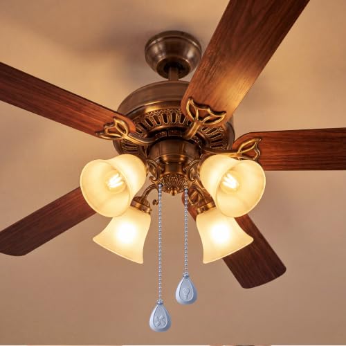 Image of Patelai 4 Pieces Ceiling Fan Pull Chain Extender Ornament 12 Inch Ceiling Pull Chain Extension Classic Drop Shaped Pendant Beaded Ball Cord for Fan light lamp decorative with Connector(Silver Gray)