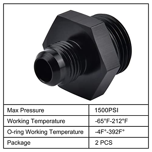 Image of EVIL ENERGY 6AN Flare to 10AN ORB Male Fuel Rail Adapter Fitting Black 2Pcs