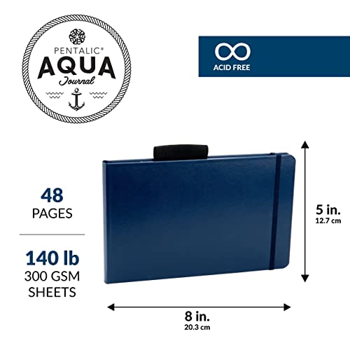 Pentalic 5" X 8" Aqua Journal, Watercolor, 48 Pages, Blue #TOP7