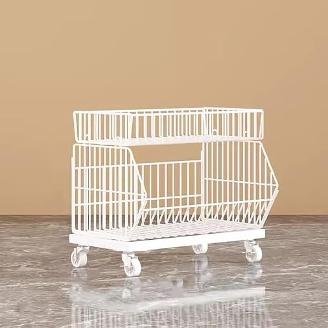 2/3/4/5 Shelf Floor Standing Snack Display, Movable Supermarket Shelf Display Candy/Chocolates/Chips Etc, Kitchen Carts on Wheels, Produce Storage Stand(46x50cm 2Tier)-gT5CA6hG