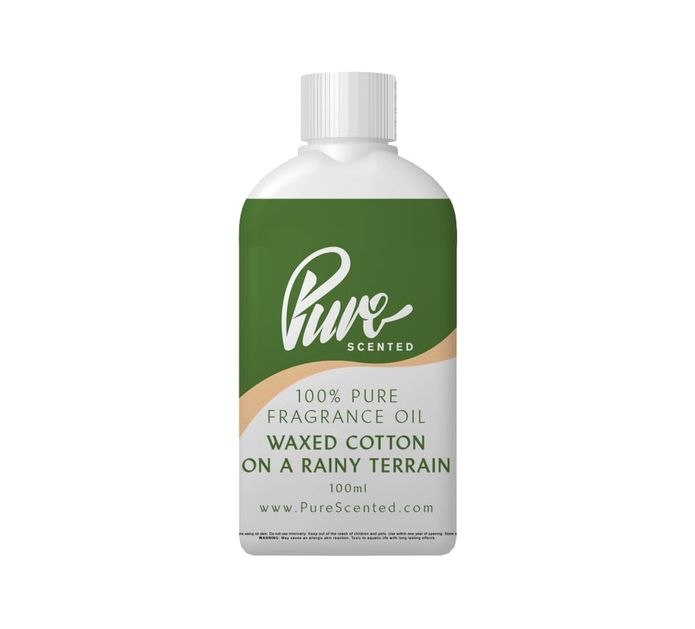 Pure Scented 100ml Fragrance Oil - Vegan & Cruelty-Free, for Candles, Soaps, Slime, Diffusers, Cosmetics, Wax Melts & DIY Crafts (1 x 100ml, Waxed Cotton On A Rainy Terrain)