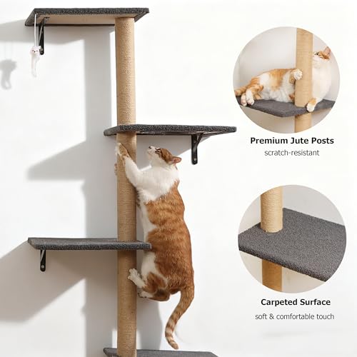 Árbol para gatos de pared 73 pulgadas sisal 4 niveles miniatura 5