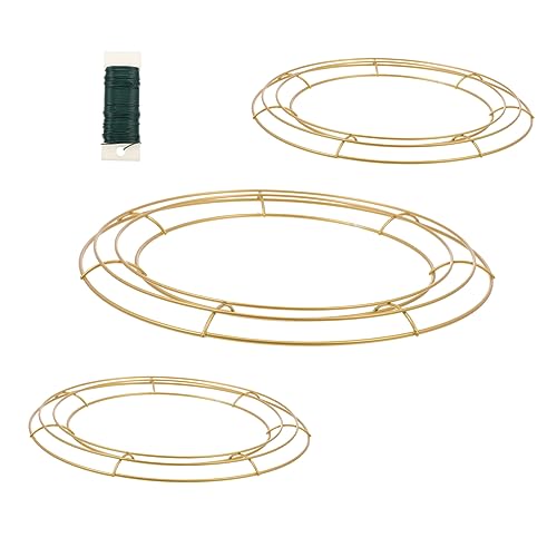 Unomor 1Set Hanging Wreath Frame Iron Wreath Rings Floral Wire for Flower Decorations Indoor Outdoor Use for Festivals