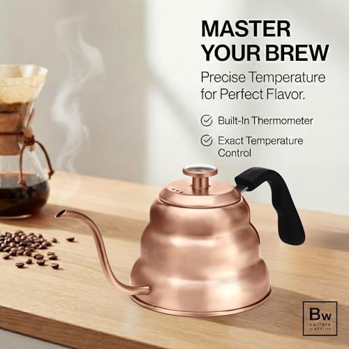 Image of Barista Warrior Gooseneck Kettle, 1L Pour Over Kettle, Copper