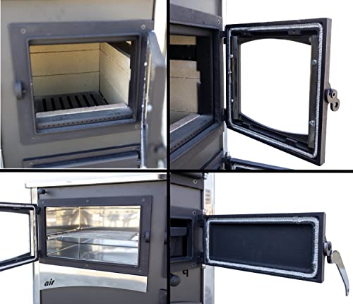 Foto von EEK A Kaminofen mit Backfach und Herdplatte ABC Concept 2 Air Links Mehrfachbelegung Holzofen 11,6 kW Kamin Ofen Holz Werkstattofen Schwedenofen Hüttenofen Heizofen Holzofen