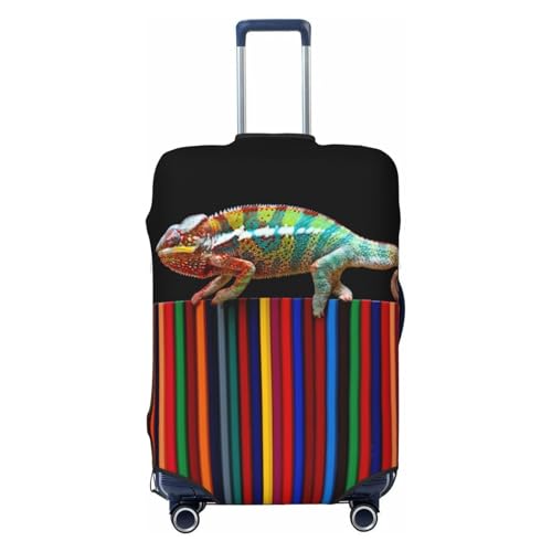 Chameleon Panther On Colored Pencils Travel Luggage Covers - Elasticity Suitcase Covers Protector for Luggage 18-32 Inch