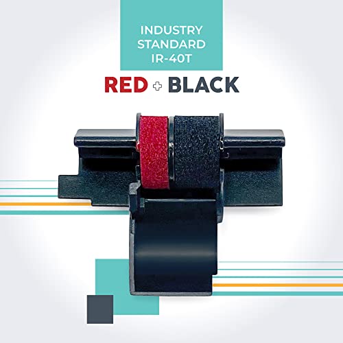 CATIGA IR-40T Ink Roller Cartridge for Printing Calculators and Adding Machines, Black/Red Pack of 2, Used with Casio HR-100TM HR-150TM HR-170RC, Sharp EL-1750V EL-1801V, CP30A CP90A